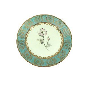 Plate KS Nejdek Malirna Floral center iridescent gold tone border